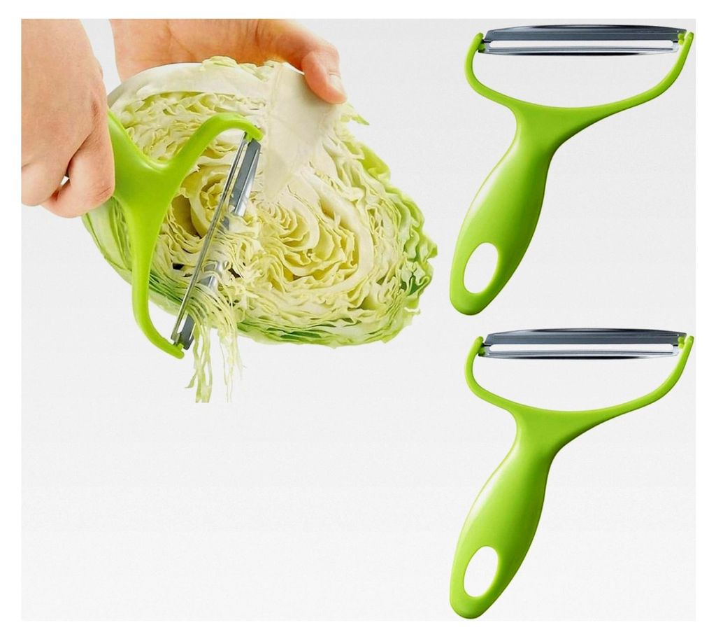 2 Stück Edelstahl Gemüseschäler, Kohl- und Obstschäler, Weithalsschäler, Kartoffelschäler, multifunktional (Grün)