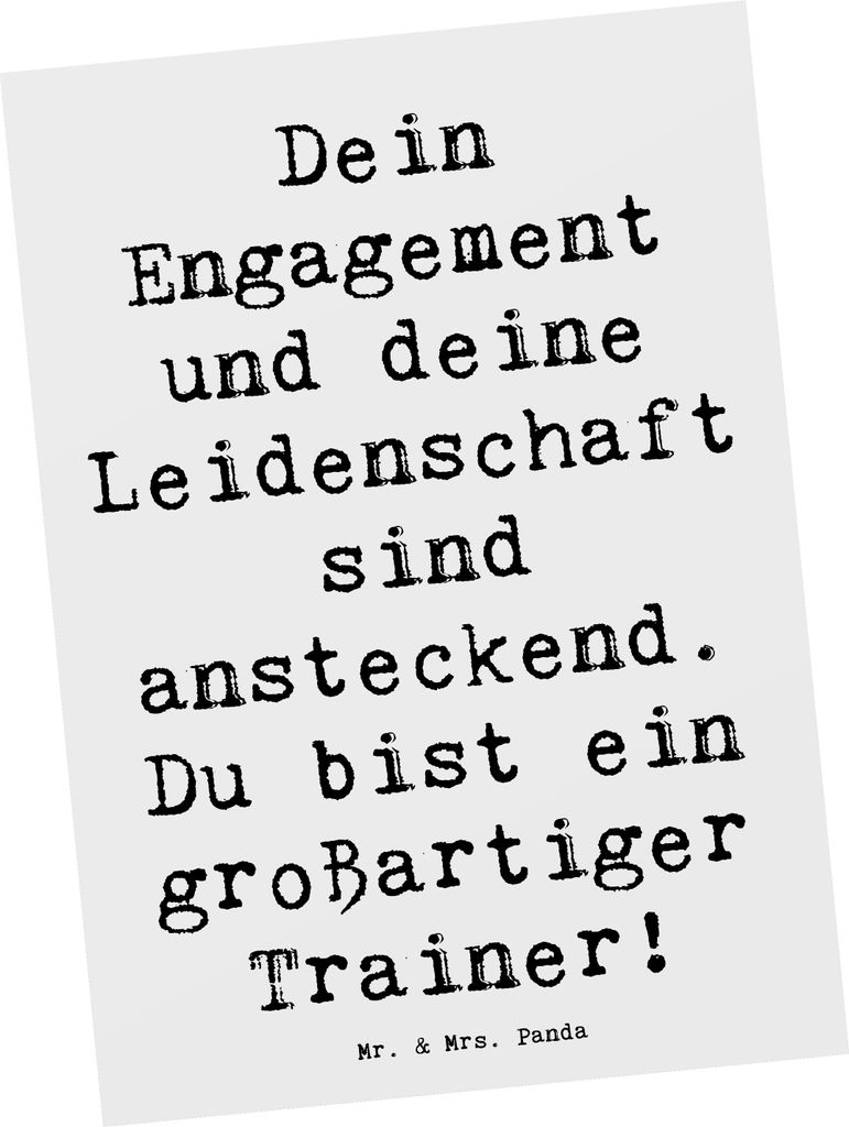Mr. & Mrs. Panda Postkarte Spruch Großartiger Trainer - Weiß - Geschenk, Ansichtskarte, Aufmerksamkeit, Ansichtskarten, Danke sagen, Mut machen, ...