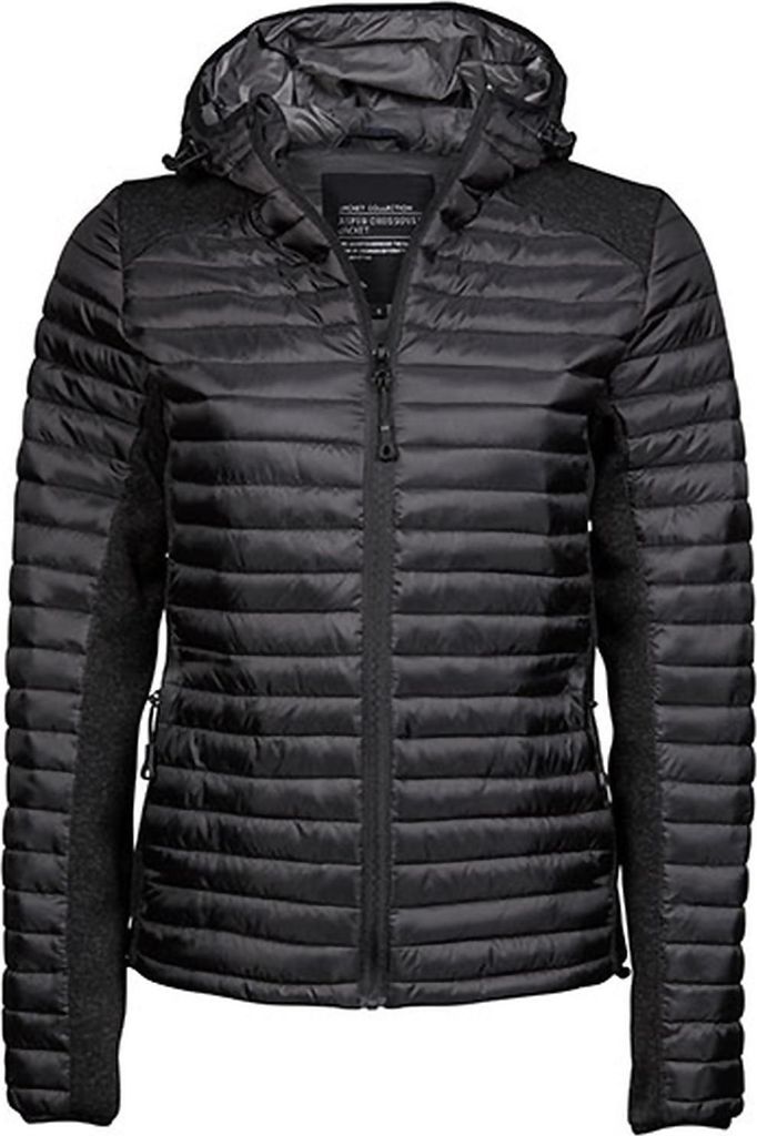 Tee Jays 9611 | Damen Hooded Aspen Crossover Jacket - Farbe: Black/Black Melange - Größe: XXL