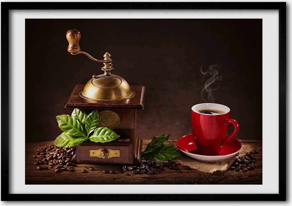 Bild - Bilderrahmen - 100 cm x 70 cm - MDF - Rahmen - Foto - Wandkunst Kaffee und Schleifer