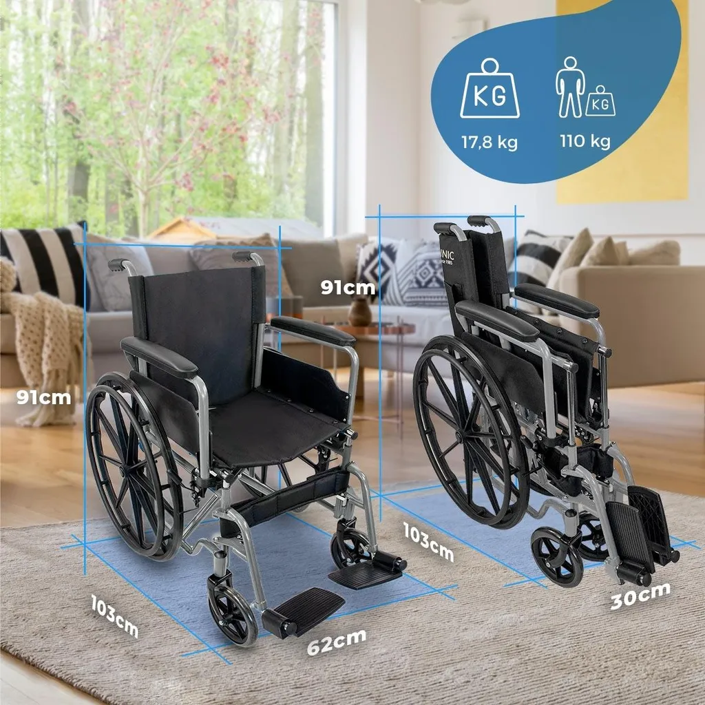 Fauteuil Roulant Pliable Gain de Place, Assise 46cm Stable et Sûr - 2