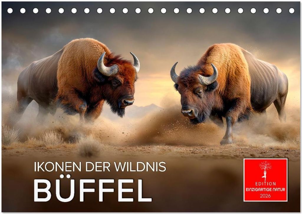Büffel - Ikonen der Wildnis (Tischkalender 2026 DIN A5 quer), CALVENDO Monatskalender