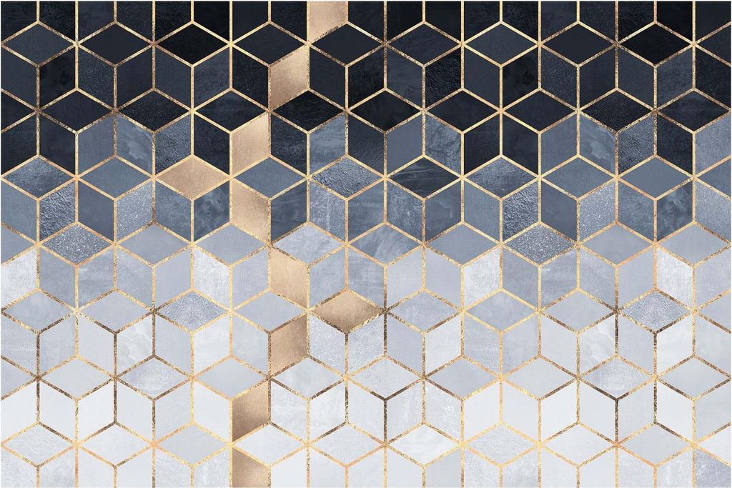 Mustertapete - Vliestapete - gemusterte Tapete UV-beständig Geometrisch gold 3D-Effekt Abstrakt Wandtapete geruchsfrei