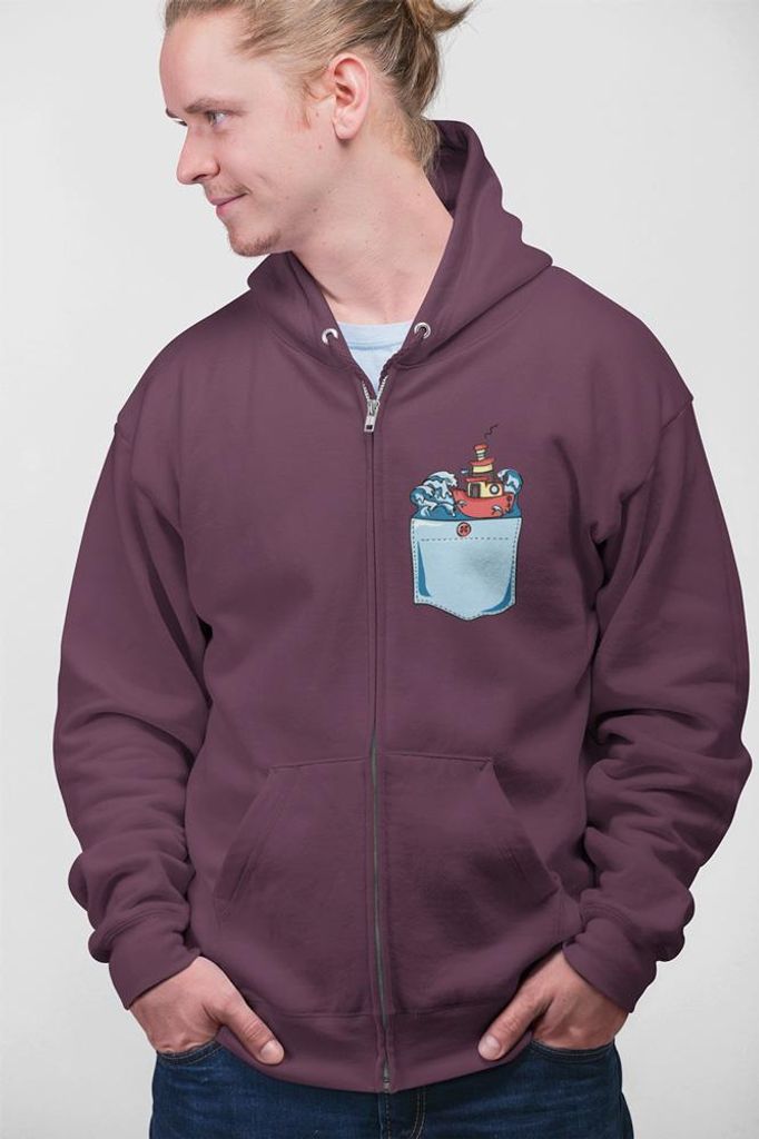 D&B Uni Hoodie ZIPPO00002 Angry Waves Braun-Größe L