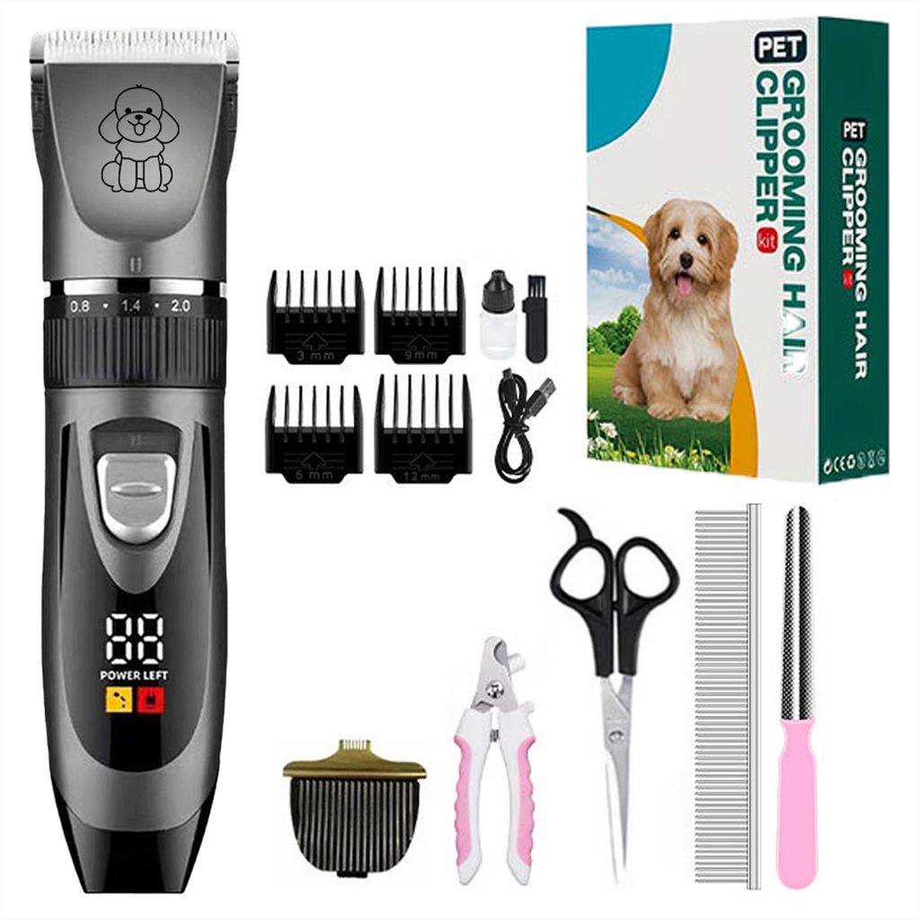 Leise Hundeschermaschine,Upgrade mit digitaler Anzeige,Hund Katze Tierhaarschneidemaschine,Elektrische Hundetrimmer (Schwarz)