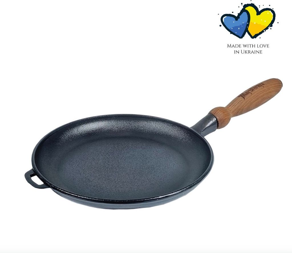 Pfannkuchenpfanne Gusseisen mit Holzgriff - ø 24 x 2,5 cm - Produktbild 