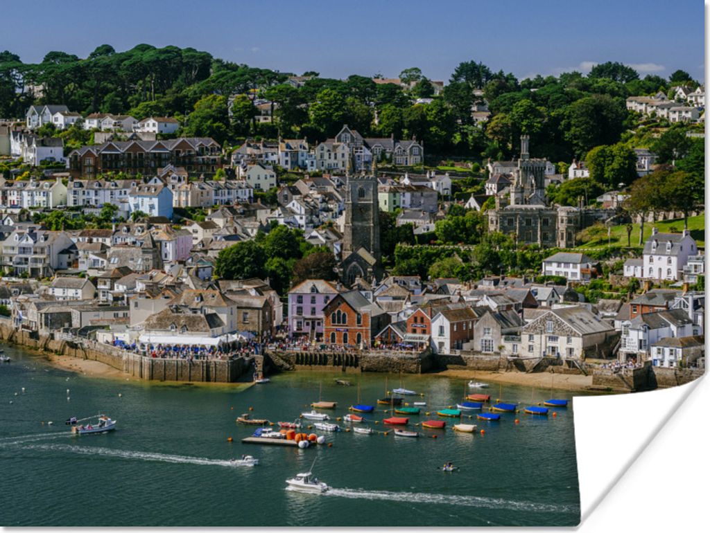 MuchoWow Poster Die lebhafte Promenade von Fowey in Cornwall 120x90 cm - Wandbild