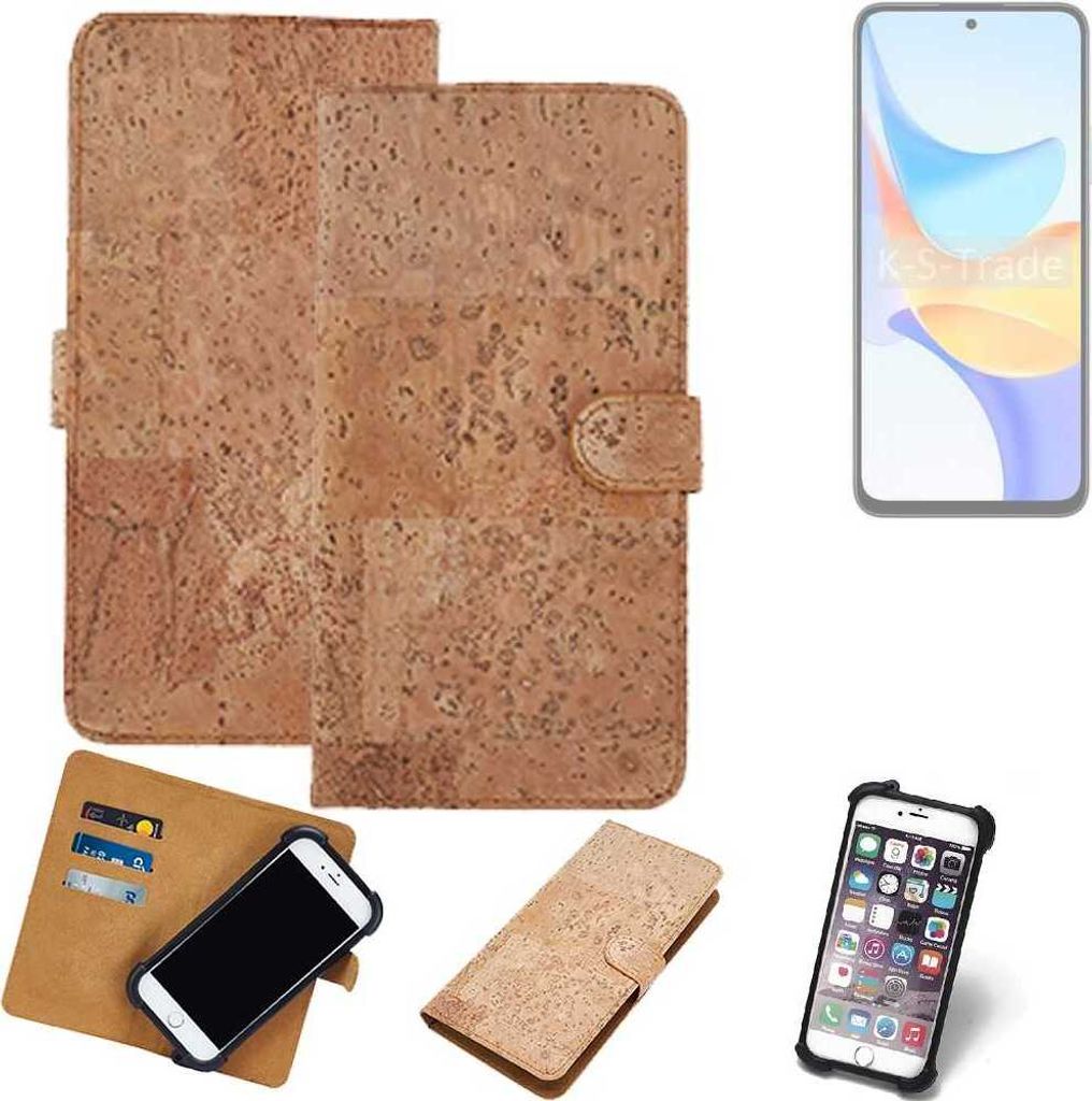 K-S-Trade Hülle kompatibel mit Honor Play 50 Plus Kork Handyhülle Cover Schutzhülle TPU Case Bumper in Hellbraun, (1x)