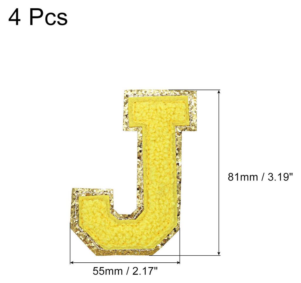 4Stš¹ck Aufbš¹gler Buchstaben Patches Gelb J Alphabet Dekorativ Reparatur Bestickte Aufn?her Chenille Alphabet Patches zum Aufbš¹geln fš¹r ...