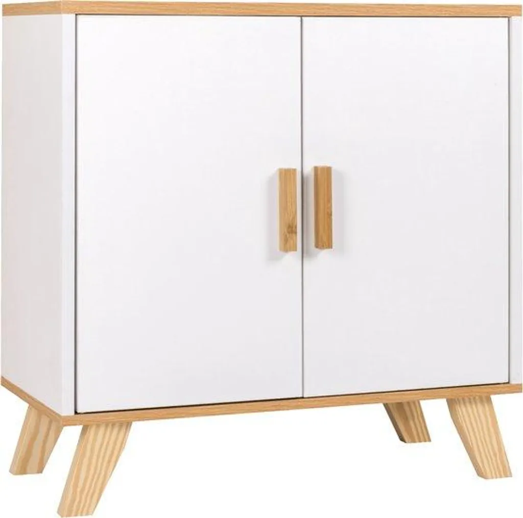 Meuble sous vasque 60 cm en bois MDF blanc et chêne pour salle de bains