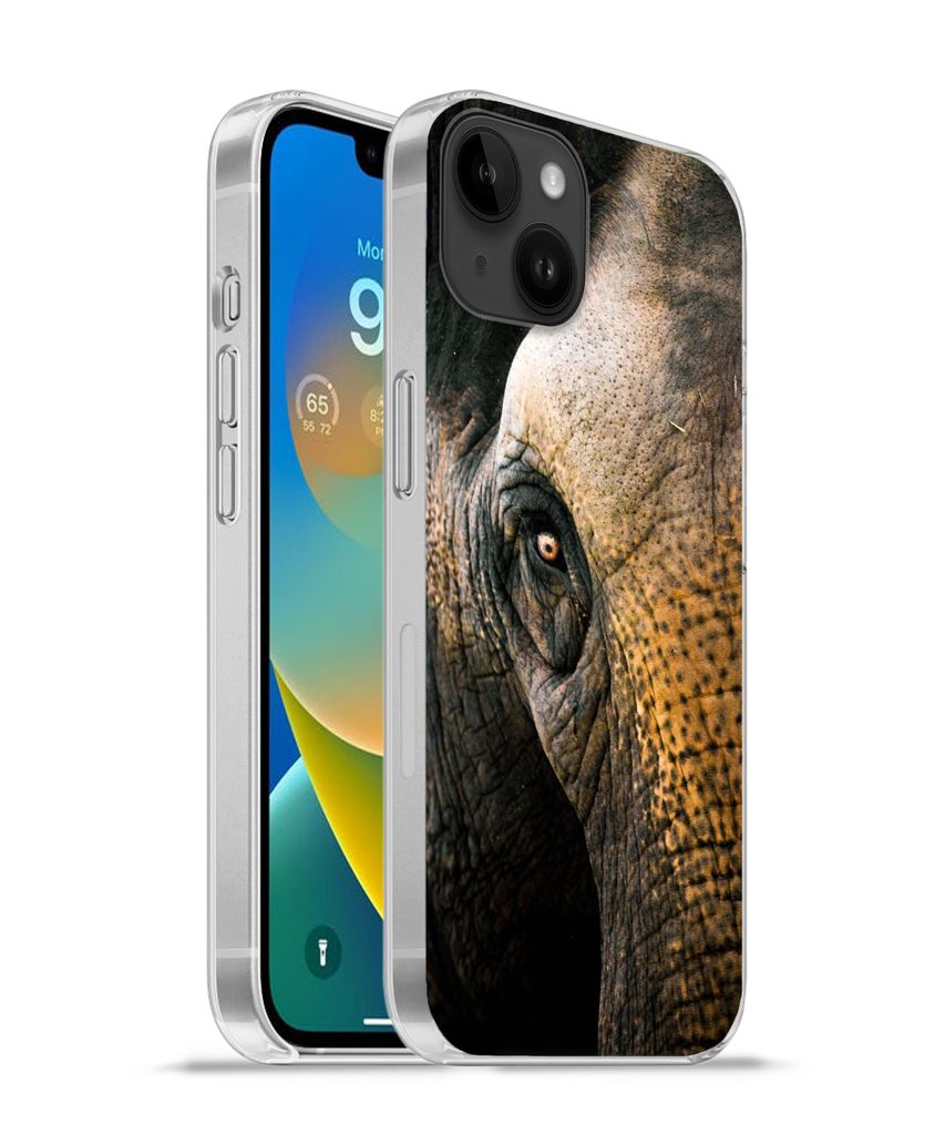 MuchoWow Handyhülle Schutzhülle Hülle für Apple iPhone 14 Plus - Soft case Elefant - Nahaufnahme - Tiere - Natur Silikon Softcase Handy Hüll...