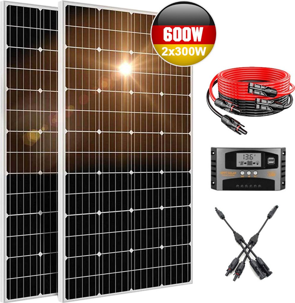 600W Watt Solarpanel Kit Solar Set 12 V mit 40 A Laderegler für Wohnmobil Camping Pumpen