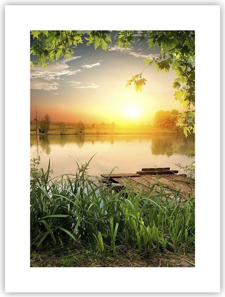 Poster - Poster ohne Rahmen - Brücke See - 30x40 cm - Wand Bild - Wanddeko - Wandbilder - Kunstposter - Wandposter - Bilder - Kunstdruck - Wanddek...