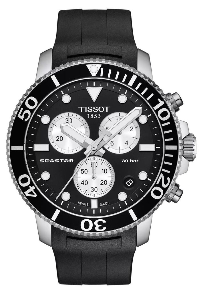 Tissot Seastar 1000 Chronograph z czarną tarczą, 45,5 mm, Zdjęcie produktu 