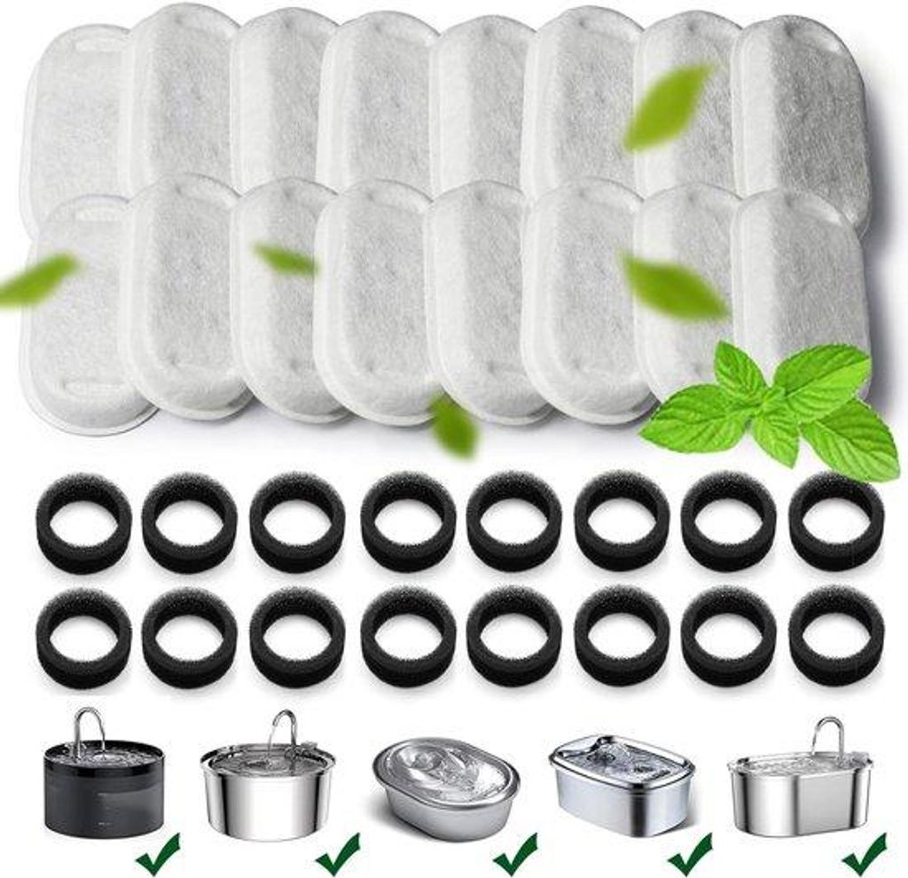 Filtersatz für Hunde-Trinkbecher, Packung von 32 Stück, Geeignet für 67 oz/2 L verstellbare, rostfreie Trinkbecher für Haustiere und Hunde (Pac...