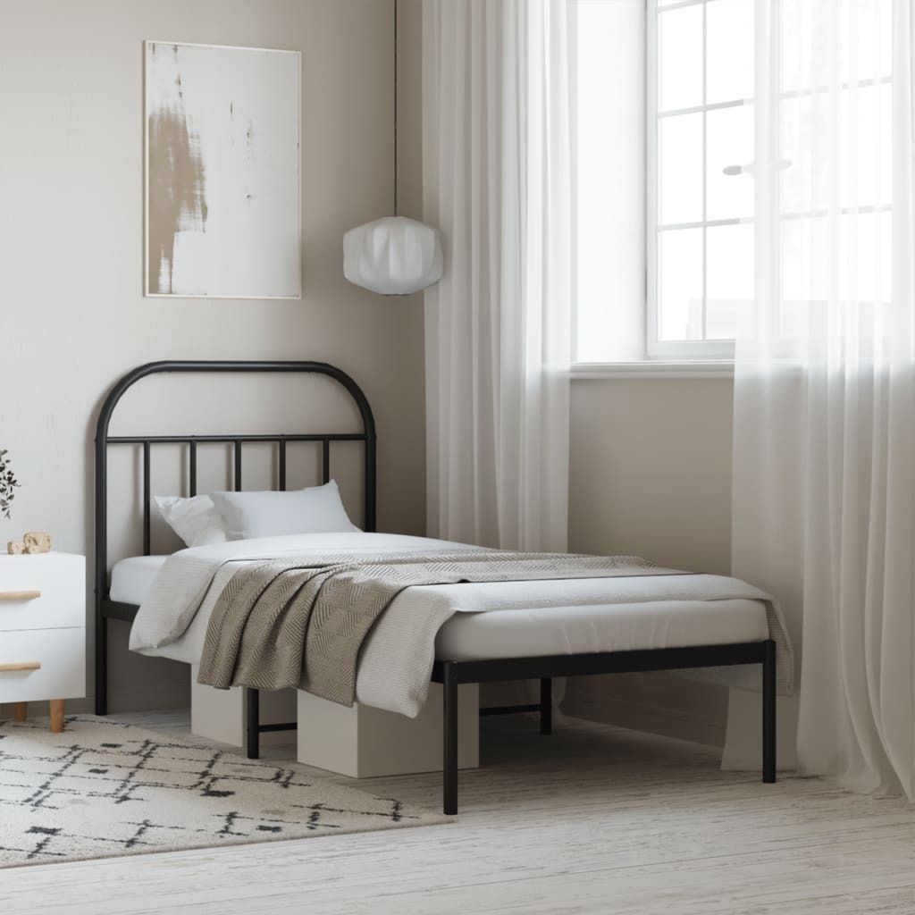 Maison Exclusive - Bettgestell mit Kopfteil Metall Schwarz 90x200 cm