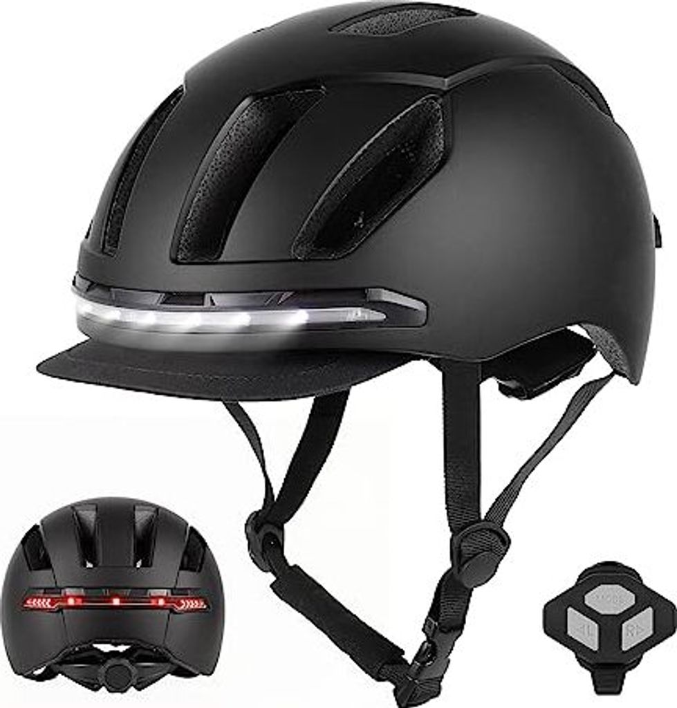 ULIP Smart Bicycle Helm LED LEGHANG vorderen abnehmbare Visierfutter Erwachsene Männer Frauen Skateboardbike Scooter Schalter Schwarz