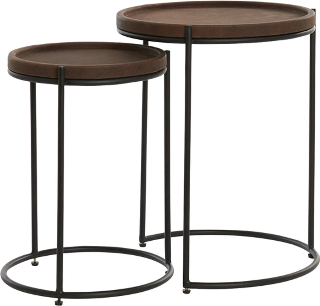 Light & Living - Beistelltisch JAIRO - Ø53x45,5cm - Braun - 2er-Set