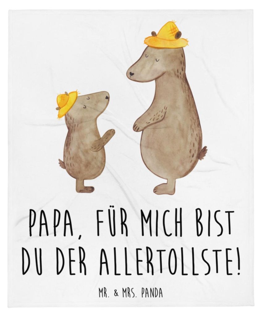 Mr. & Mrs. Panda Decke Bären mit Hut - Weiß - Geschenk, Couchdecke, Muttertag, Vatertag, Familie, Wohndecke, Kuscheldecke, Papa, Tagesdecke, Bett...