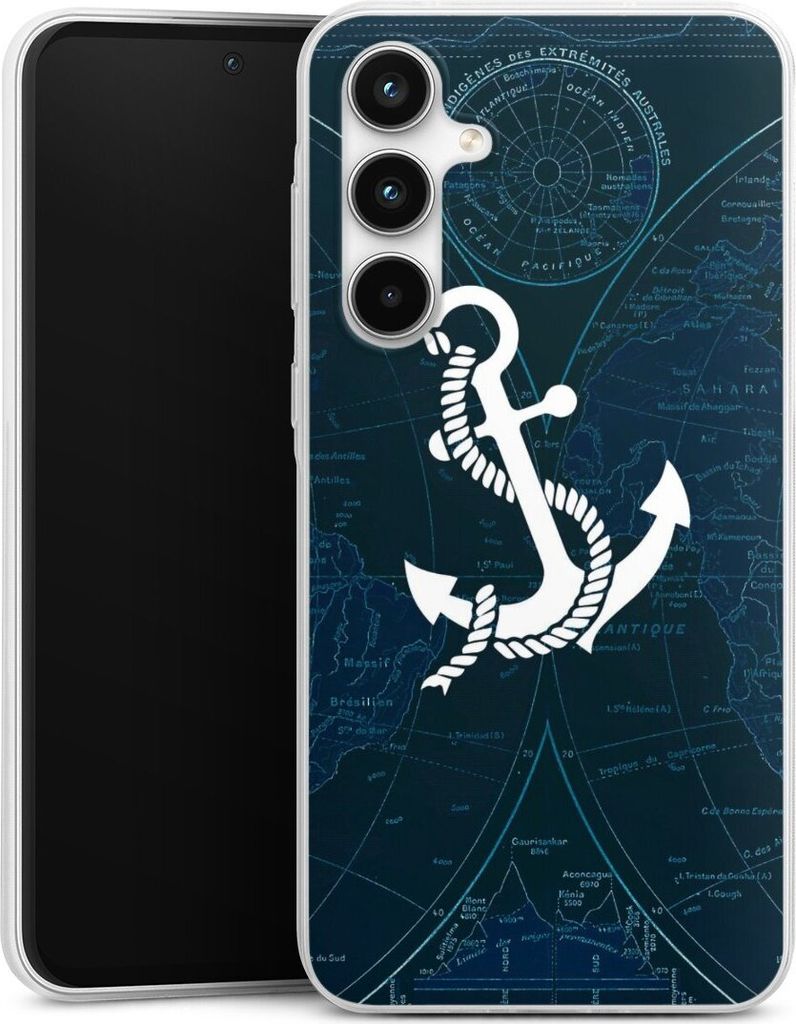 DeinDesign Slim Hülle für Samsung Galaxy A35 5G Silikon Case Ultra Dünn Handyhülle Anker Landkarte Segeln