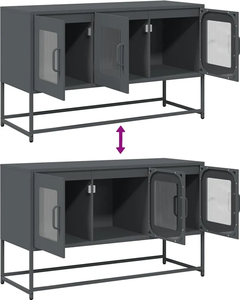 Mobile Porta TV Design Industriale Antracite 100cm Acciaio - 9