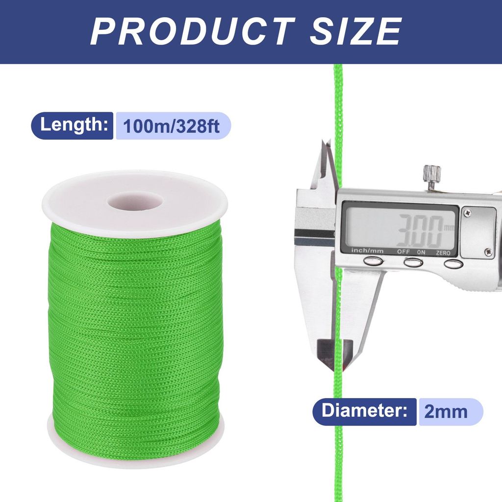 Polypropylen-Seil 2mm Polypropylenseil 10Om PP Flechtleine Textilseil Leine Nylonschnur Schnur Rei?feste Rope Kunststoffseil fš¹r W?scheleine Cam...