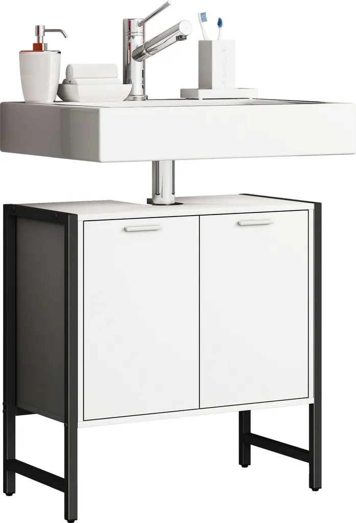 Petit meuble sous lavabo gain de place Edino VCM 60 cm de large bois