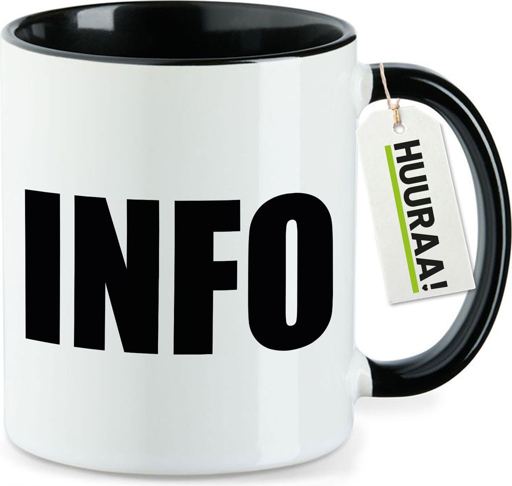 Huuraa Kaffeetasse Info Symbol 330ml Schwarz Keramik Kaffeebecher Geschenkidee
