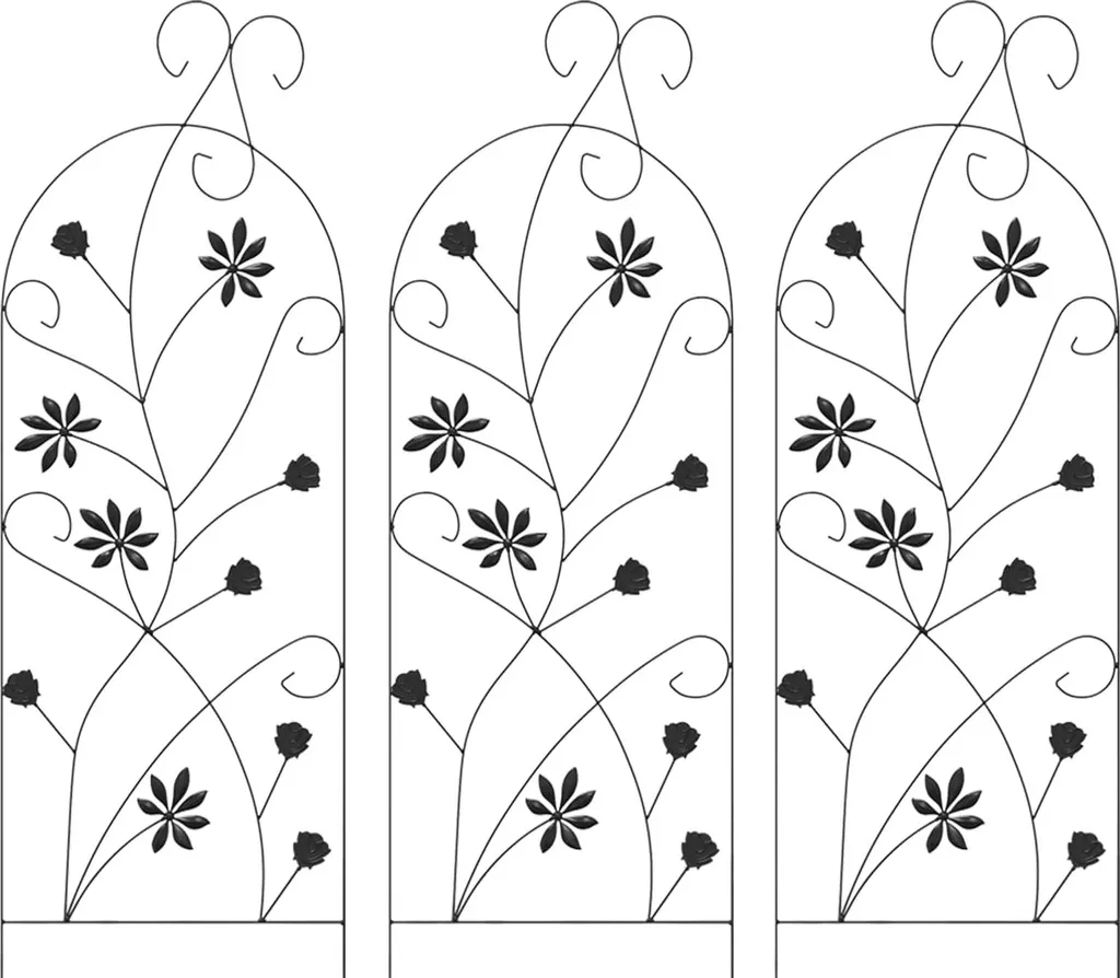 vidaXL Clôture de jardin noire avec serrure, 3 pièces en acier 112x39,5 cm