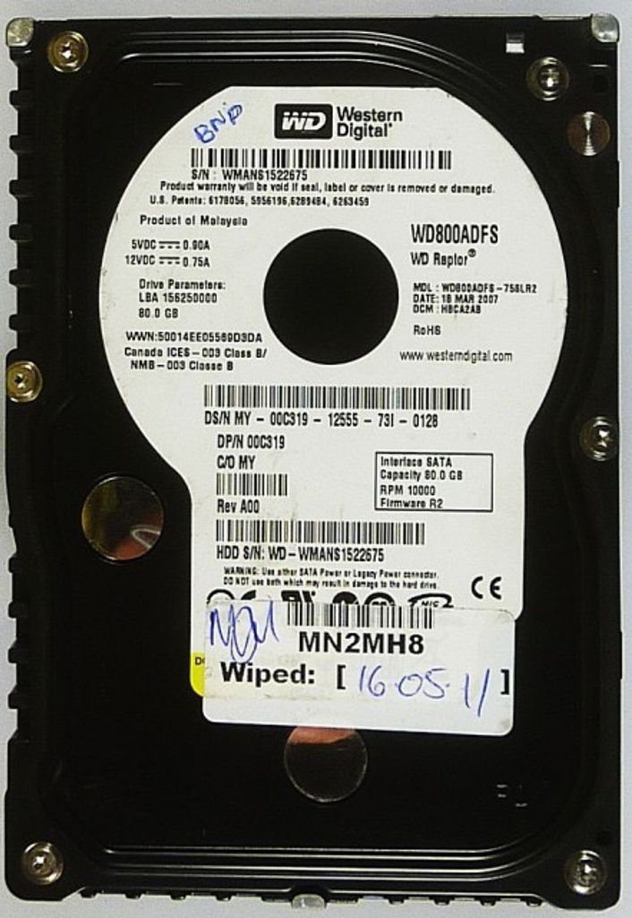 80GB WD Raptor WD800ADFS S-ATA ID10707