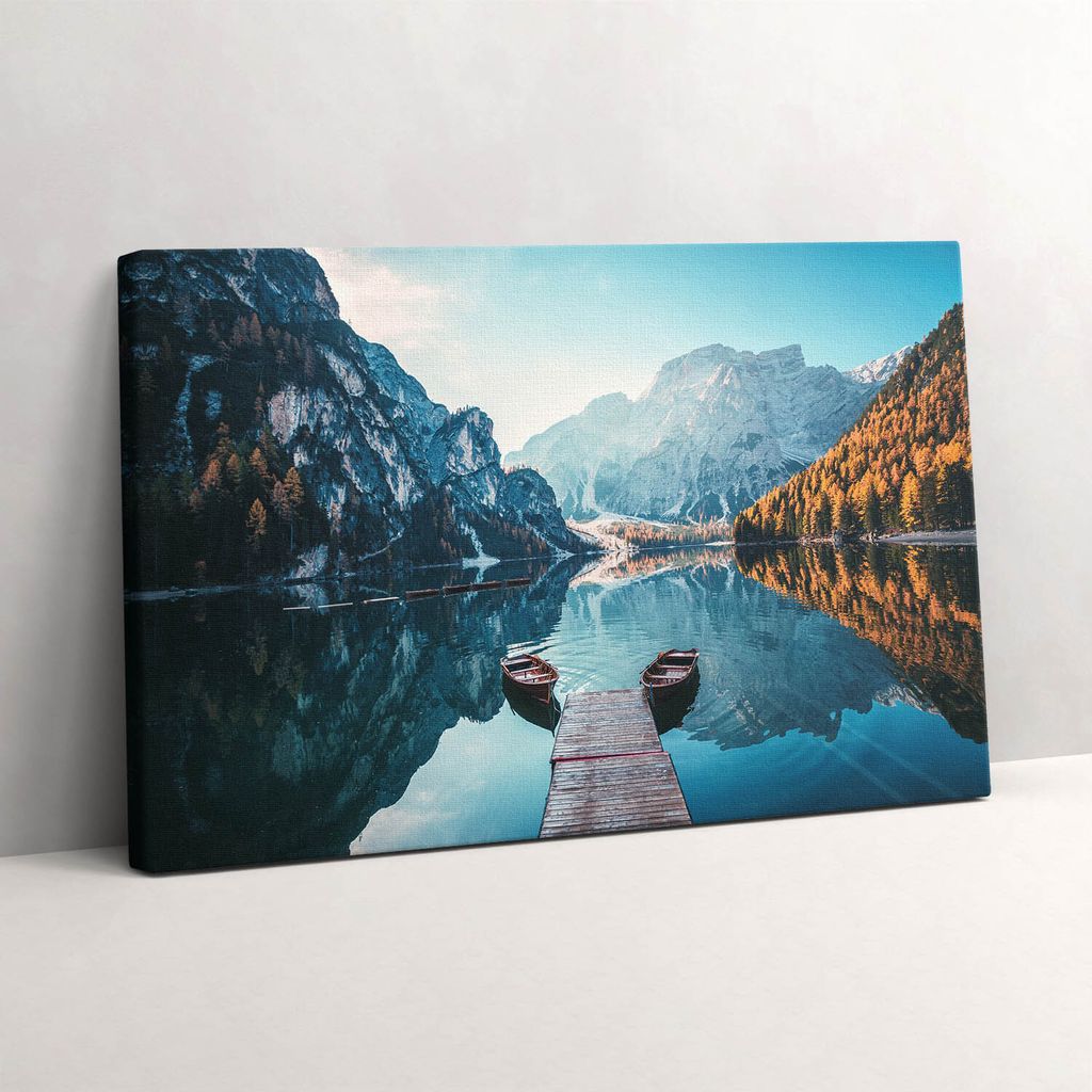 Boote auf dem See – Leinwandbild Wandbild – 30x20 cm – Produktbild 
