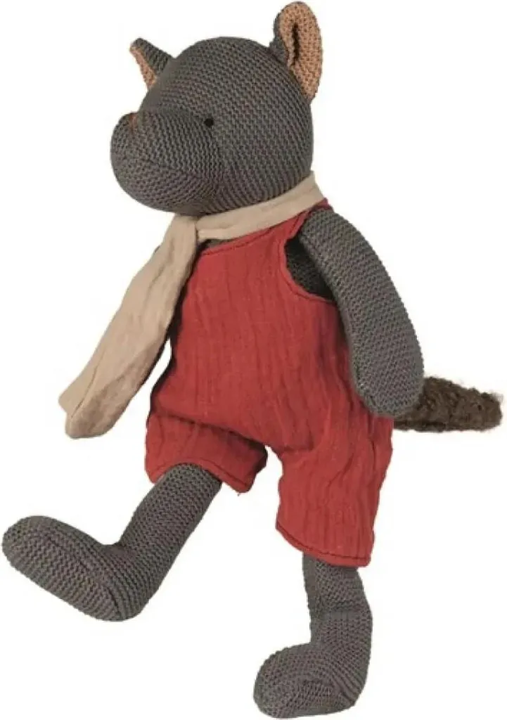 Doudou loup Wolf John avec hochet sonore pour nouveau-né et nourrisson