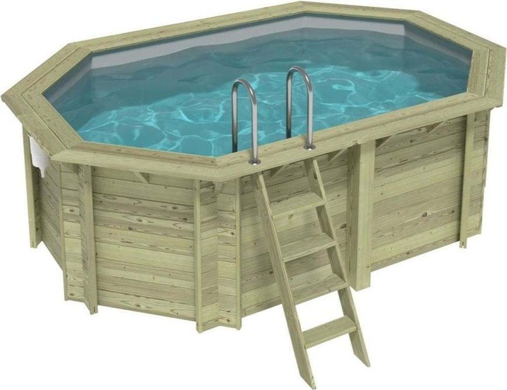 Pool NEMO 4.3 x 3 - H.1.31 m, grau, mit am Beton verschraubten Stahlprofilen