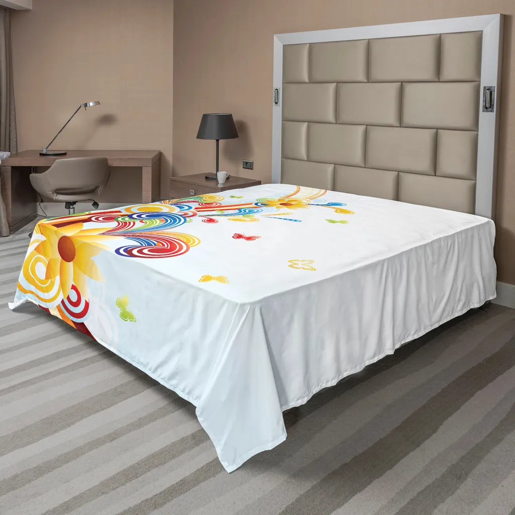 Drap de lit supérieur vintage artistique papillon multicolore 260 cm