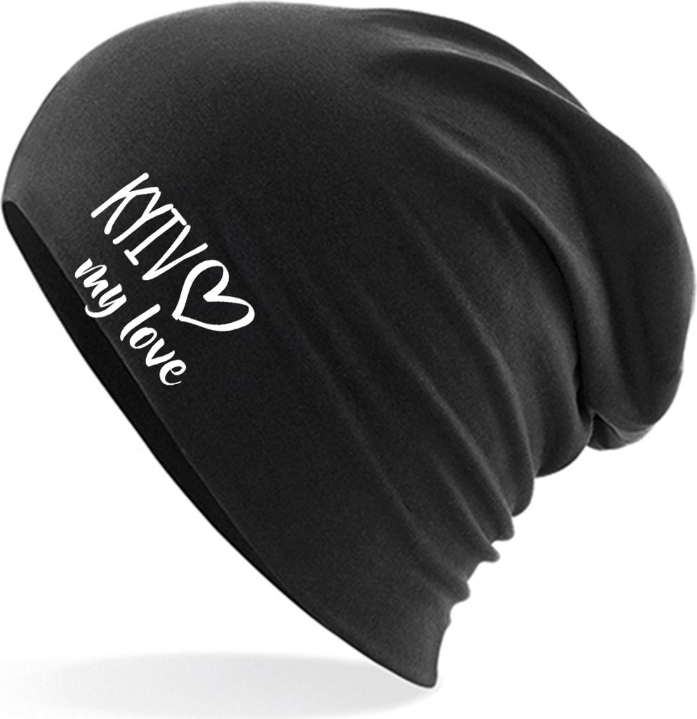 Huuraa Beanie Kyiv my love Black One Size Baumwolle und Elasthan Mütze Geschenkidee