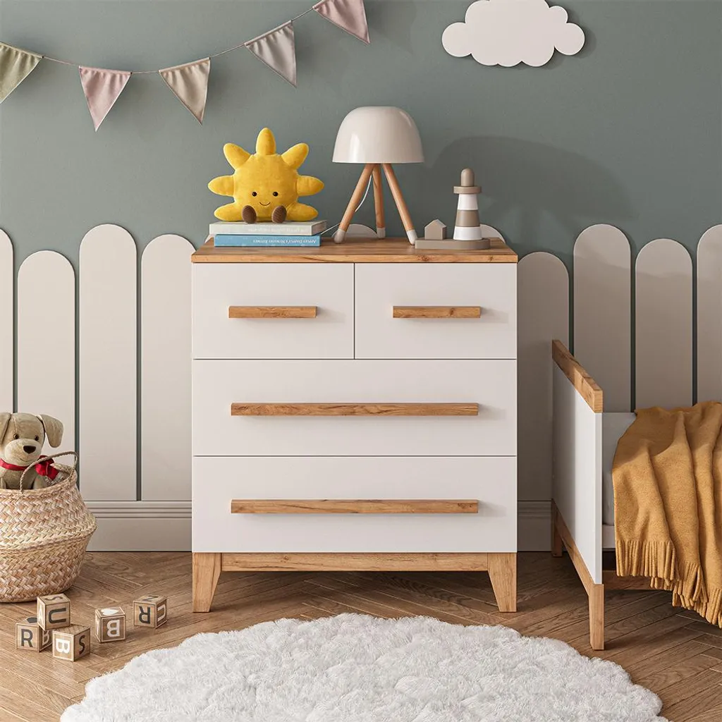 Commode Vitalispa Malia 80cm : Gagnez de la place avec 4 tiroirs Blanc