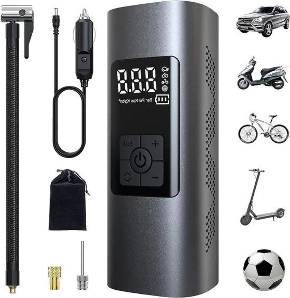 Compresseur Portable pour Pneus Voiture Moto Vélo 150 PSI 6000mAh