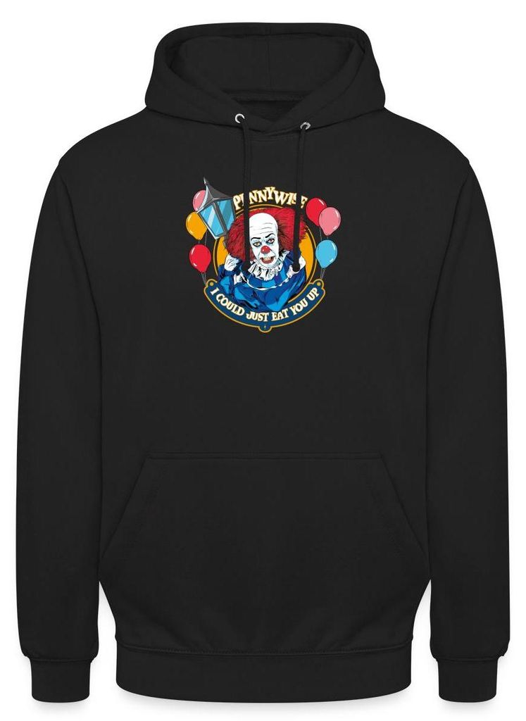 Spreadshirt ES Horrorfilm Pennywise Spruch I Could Just Eat You Up Uni Hoodie, S, Schwarz