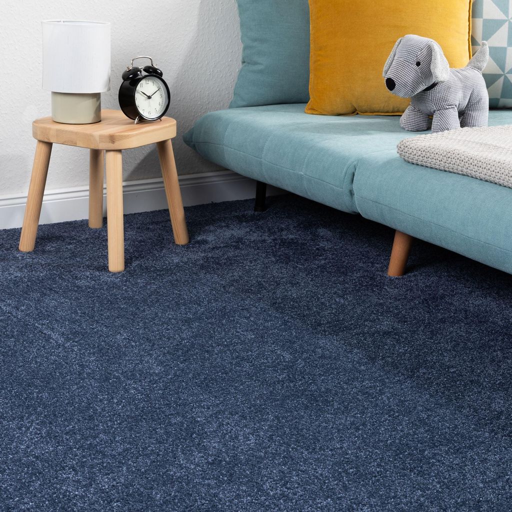 Steffensmeier Teppichboden Korsika Meterware | Auslegware für Kinderzimmer Wohnzimmer Schlafzimmer | Blau, Größe: 200x600 cm