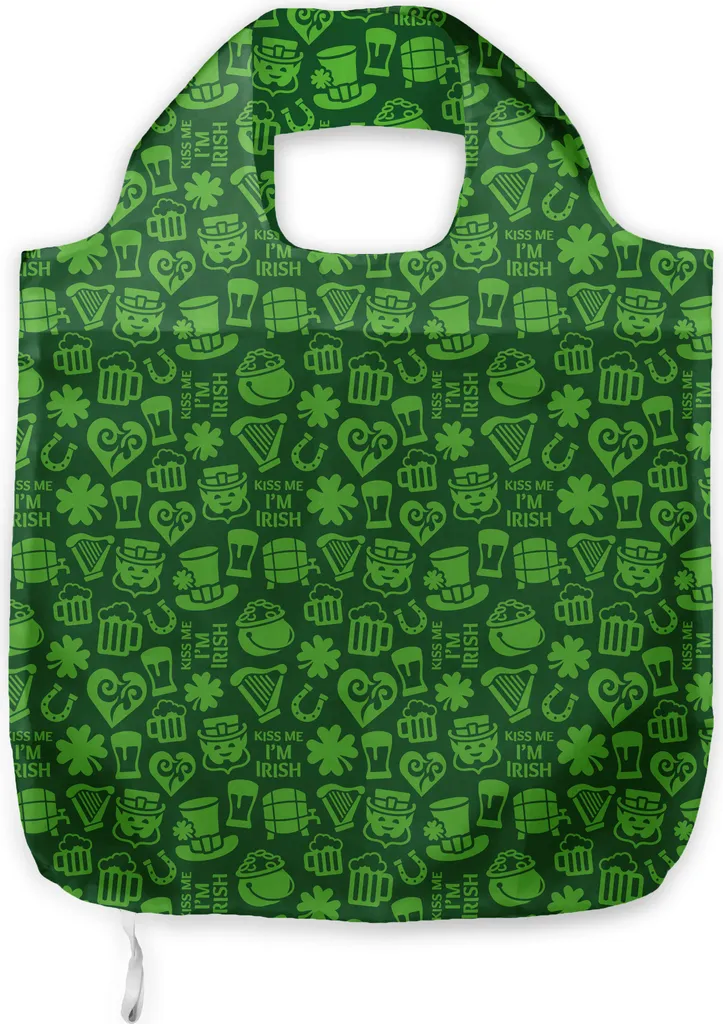 ABAKUHAUS Borsa irlandese in tessuto, Kiss me, I love Irish humour, Pratiche borse per la spesa di uso quotidiano, Verde lime