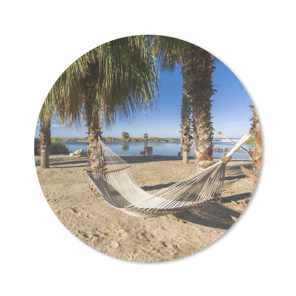 MuchoWow Mauspad Mousepad Strand - Hängematte - Entspannen 20x20 cm - Mousepads - Maus Mat - Pad - Mausunterlage - Schreibtischmatte