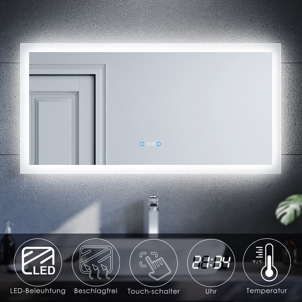 SUNSURY Koupelnové zrcadlo 120x60cm led osvětlení Dotykové Obrázek produktu 