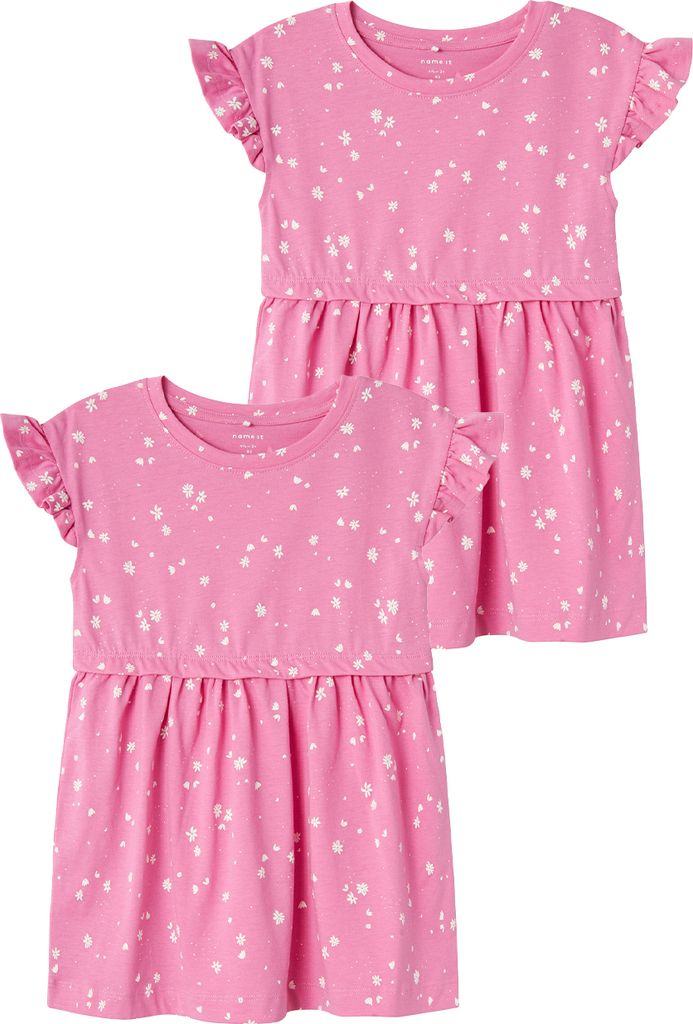 NAME IT 2er-SET Kleid Kurzes Rundhals Baumwolle Dress Größe: