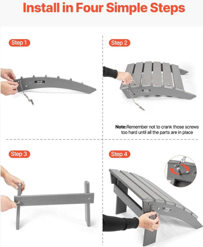 Repose-pieds Adirondack en PEHD résistant aux intempéries couleur gris