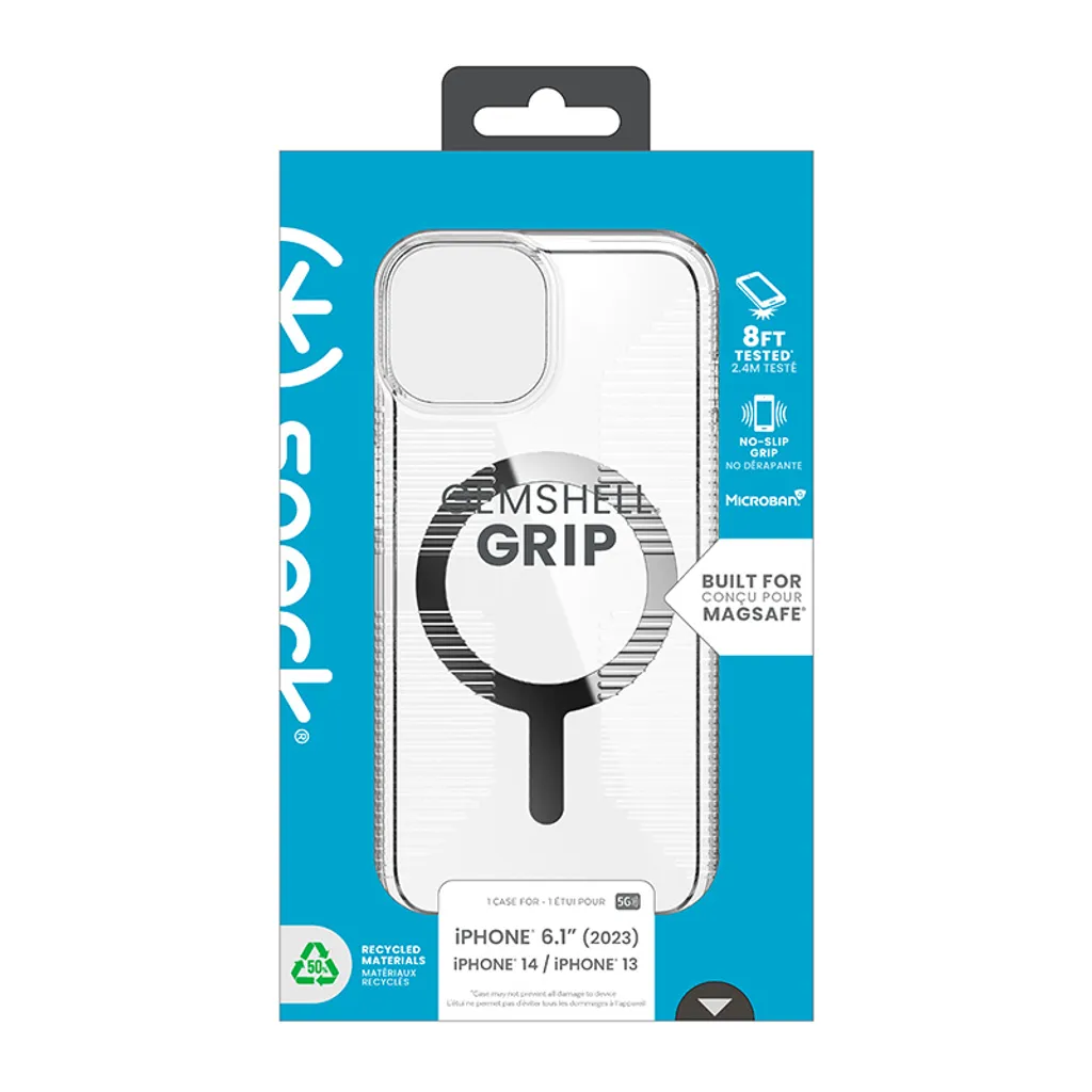 Protection iPhone 15 Speck Gemshell Grip avec MagSafe et Finition Chrome - 12