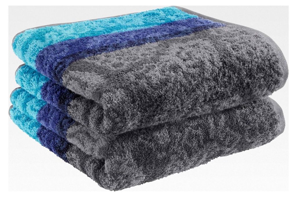 Walk-Frottier Handtuch 2er-Pack, Paisleymuster türkis, Größe 50x100 cm - schnell trocknend und saugstark, mit beidseitigen Schlaufen