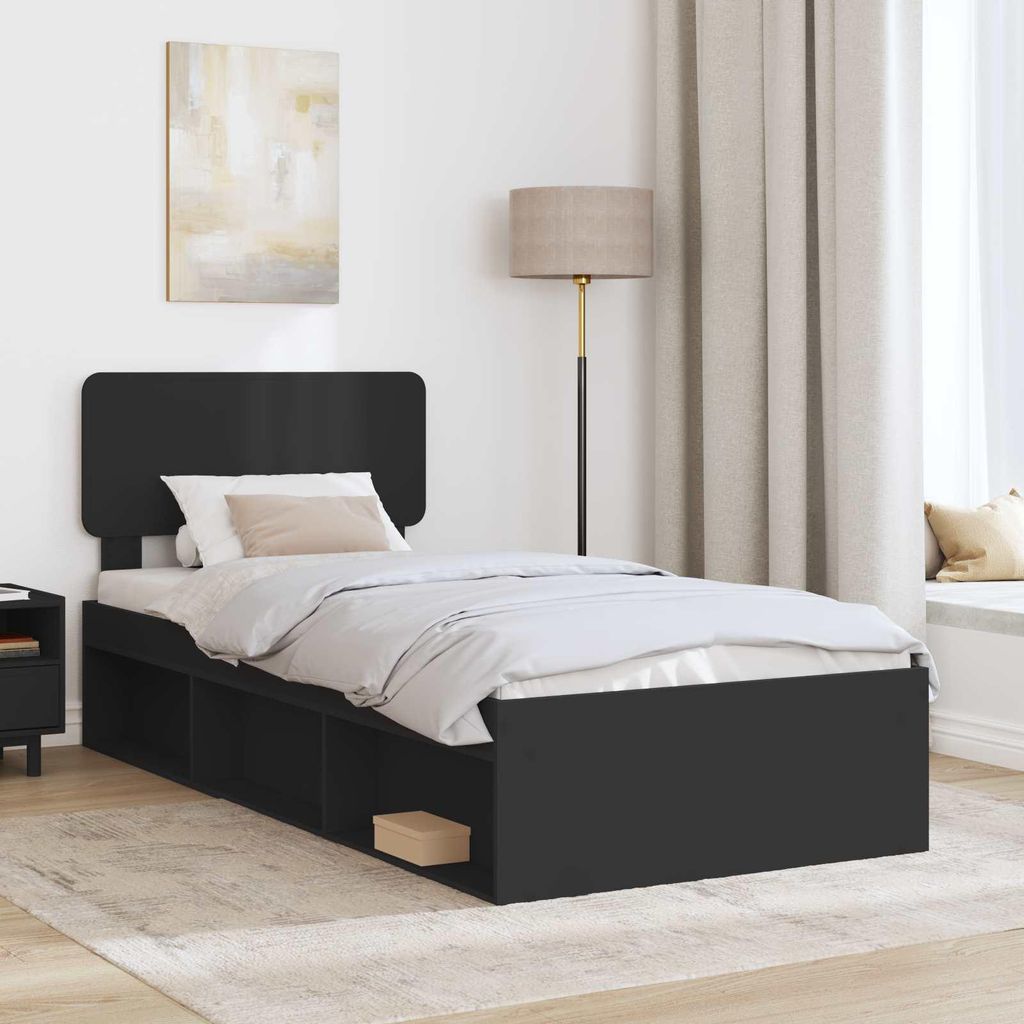 "Winter Sale" Bettrahmen Schwarz 90 x 200cm Massives Kiefernholz - clorisNeu562873 - Klassische BettenJugendbett Tagesbett