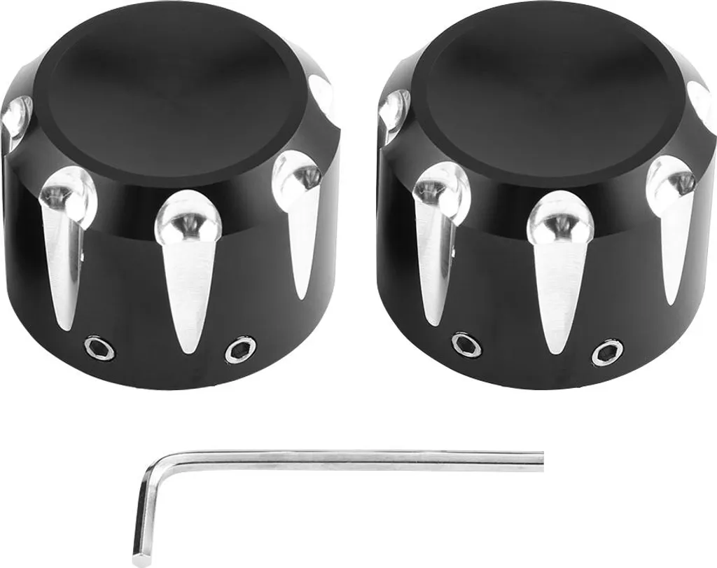 2 Pezzi Tappi Valvole Teschio Alluminio CNC Nero per Moto Custom