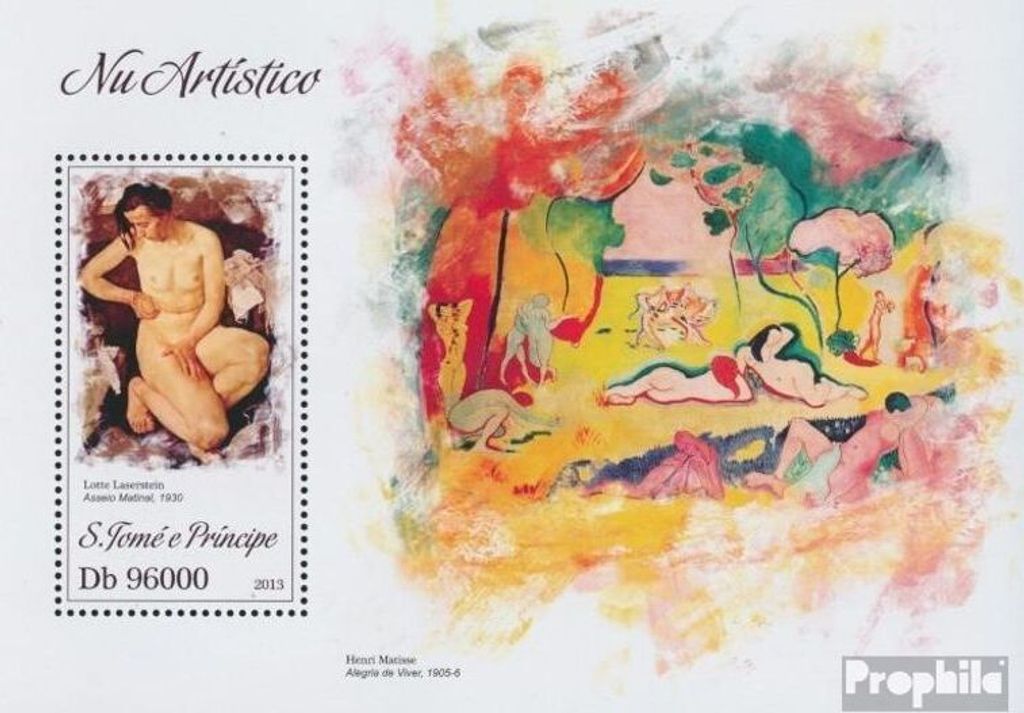 Briefmarken Sao Tome e Principe 2013 Mi Block 906 (kompl. Ausgabe) postfrisch Aktkunst