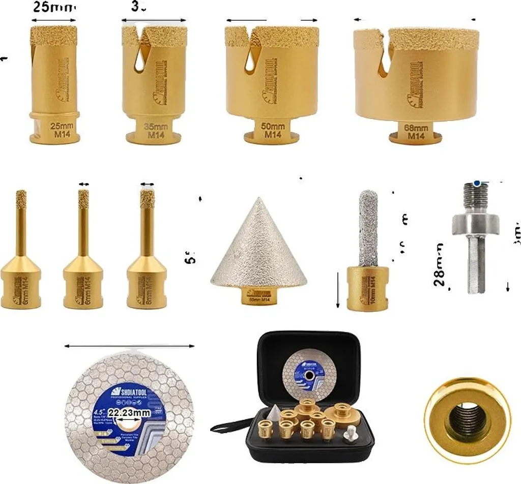 Jeu de Forets Diamantés M14 - 11 Pièces avec Coffret de Rangement Robuste